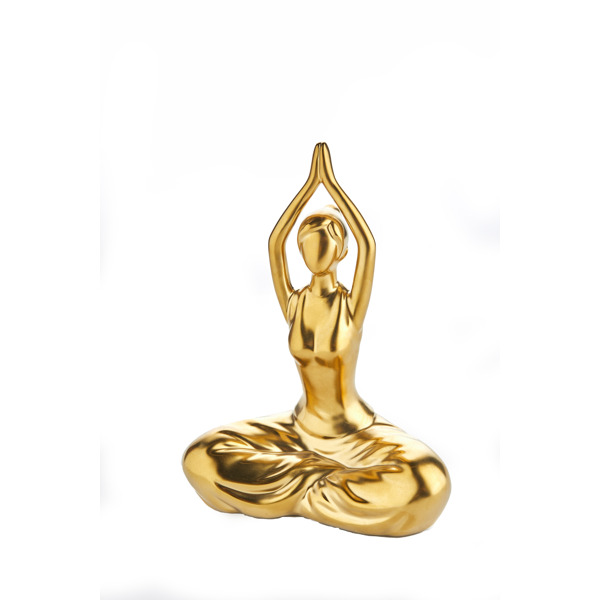 25 CM SERAMİK MAT GOLD YOGA YAPAN KADIN OBJE ( DREAM-34 )