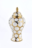 45 CM BALONCUK DESENLİ BEYAZ GOLD SERAMİK VAZO