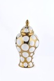 38 CM BALONCUK DESENLİ BEYAZ GOLD SERAMİK VAZO