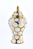 45 CM BALONCUK DESENLİ BEYAZ GOLD SERAMİK VAZO